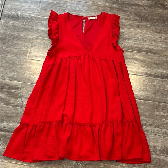 Altar'd State Red Ruffle Mini Dress - Picture 1 of 4